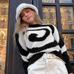 Bulk Harajuku Sweater Bekas Custom Logo Chin Sueteres Vintage Winter Pullover Tapestry Women Fashionable Sweater Mujer