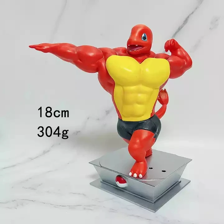 Fitness Muscle Pikachu Charmander Squirtle Pokemons Anime Action Figure Bodybuilding Series Pvc Figure Gk Statue Figurine