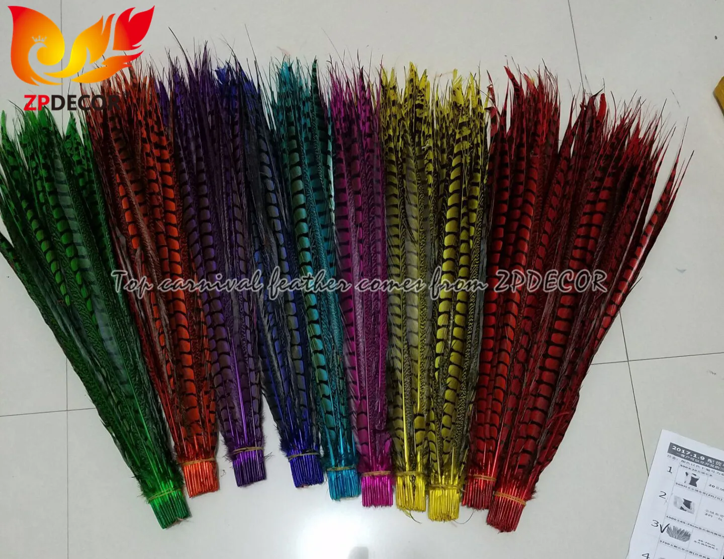 ZPDECOR Real Shipping to Customer Mix Size and Colors Lady Amherst Pheasant Tail Feather for Carnival Costumes Design