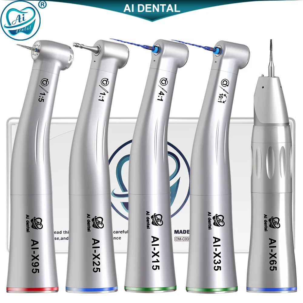 AI-X95/X25/X15/X65 Internal Water Low Speed Contra Angle Handpiece Dental E-Type Air Motor Oral Hygiene Equipment Non-optic