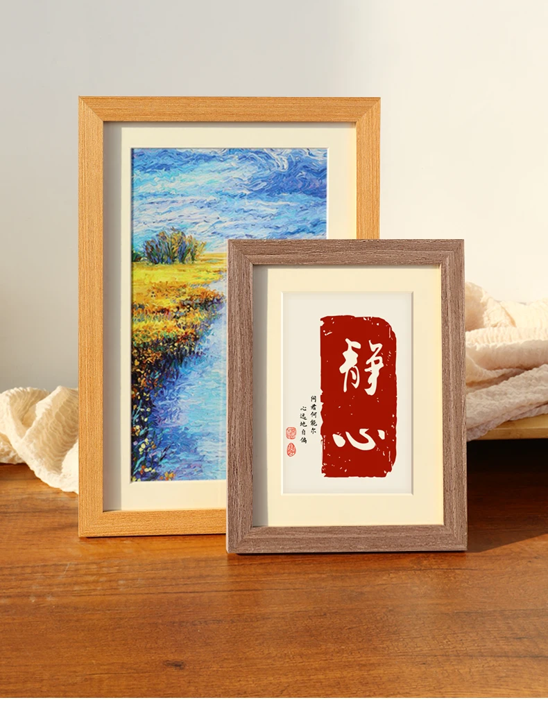 Natural Grain Solid Wood White Black Oak Customized A3 Pictures Wall Art Display Large Frame set big size Puzzle Frame with mat