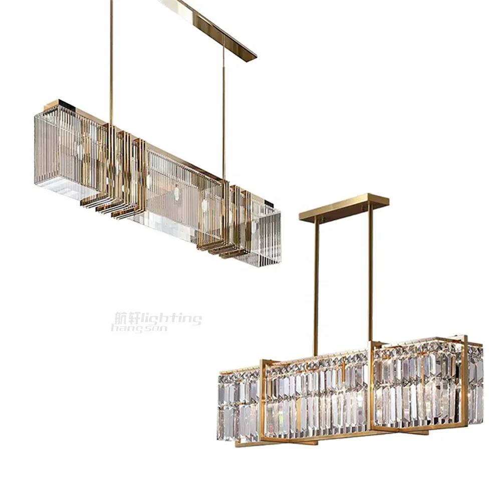 dinning room luxury chandelier hanging lighting fixture lamps modern k9 crystal kitchen island rectangular pendant chandelier