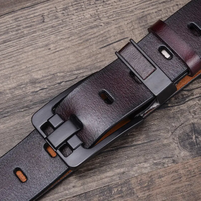 Wholesale Brown Color Cow Leather Belt Men Genuine Leather Belt Metal Pin Belt Buckle