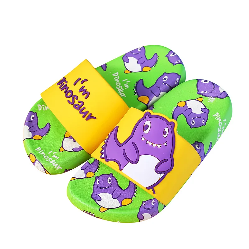 2022 Children Indoor Soft Bottom Bathroom Slippers PVC Cartoon Dinosaur Sandals for Kids