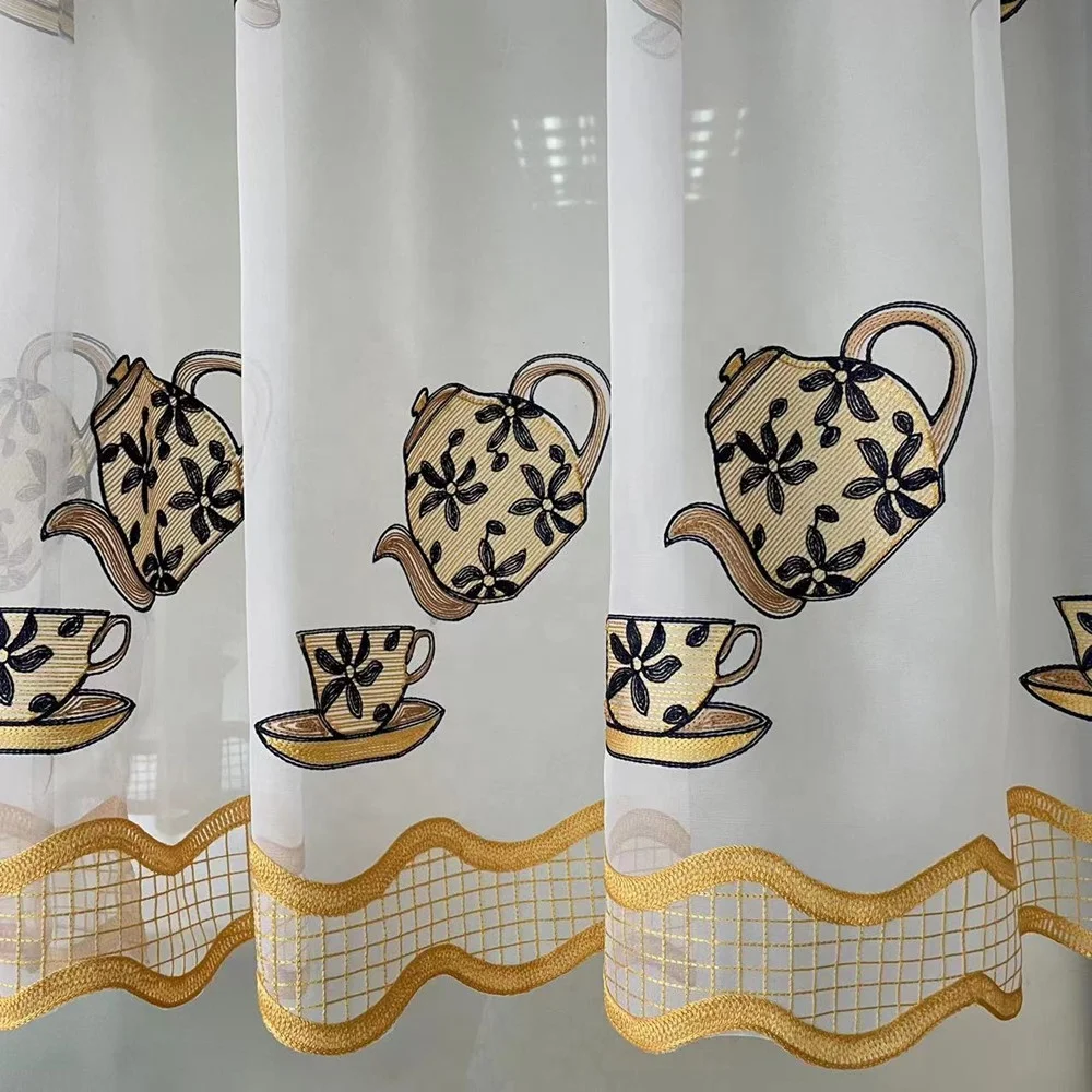Hot Sale Professional Lower Price 3 Piece Kitchen Curtains Set Ready Made Colors
