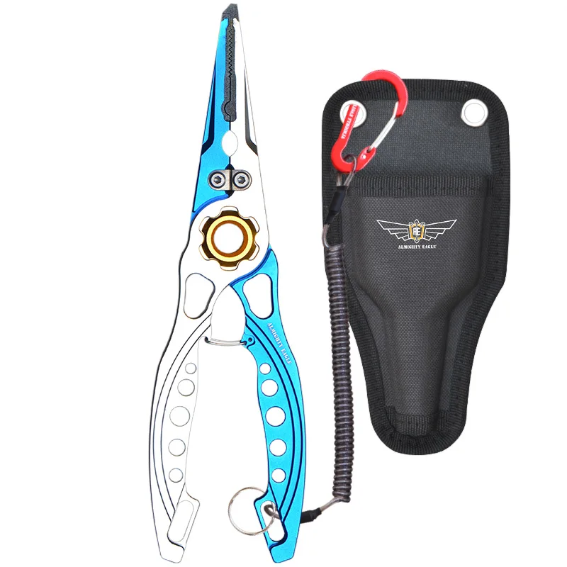 Fishing Tracker Aluminum alloy Handle Hook Remover Fishing Pliers with Sheath and Lanyard