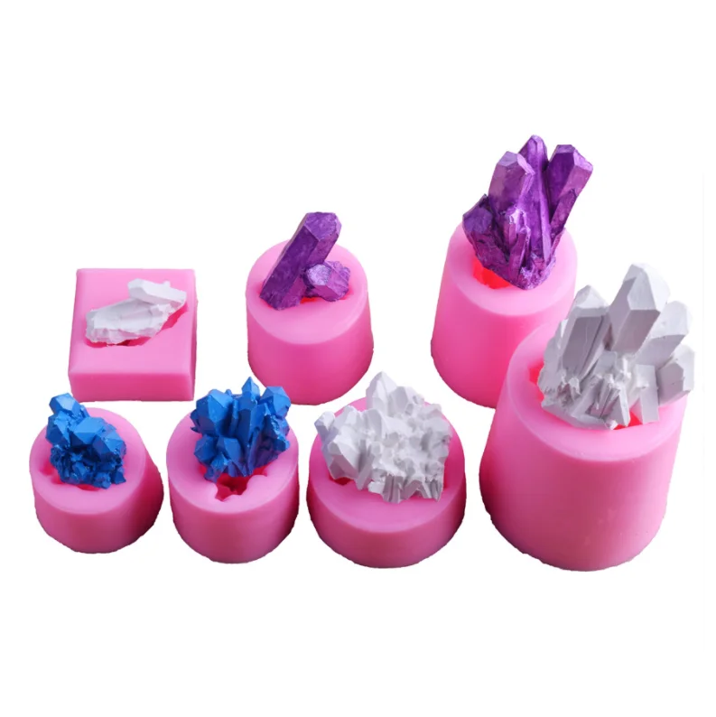 Homesun Crystal Gem Quartz Geode Cluster Rock Druzy Silicone Mold for Isomalt Gems