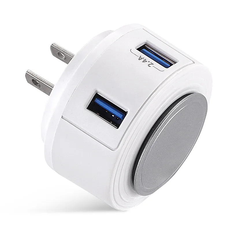 LVSHUO 2022 New Arrivals 2 Port Fast Charging Dual USB Charger Adapter Mobile Phone 5V 3A Usb Charger with Night Light