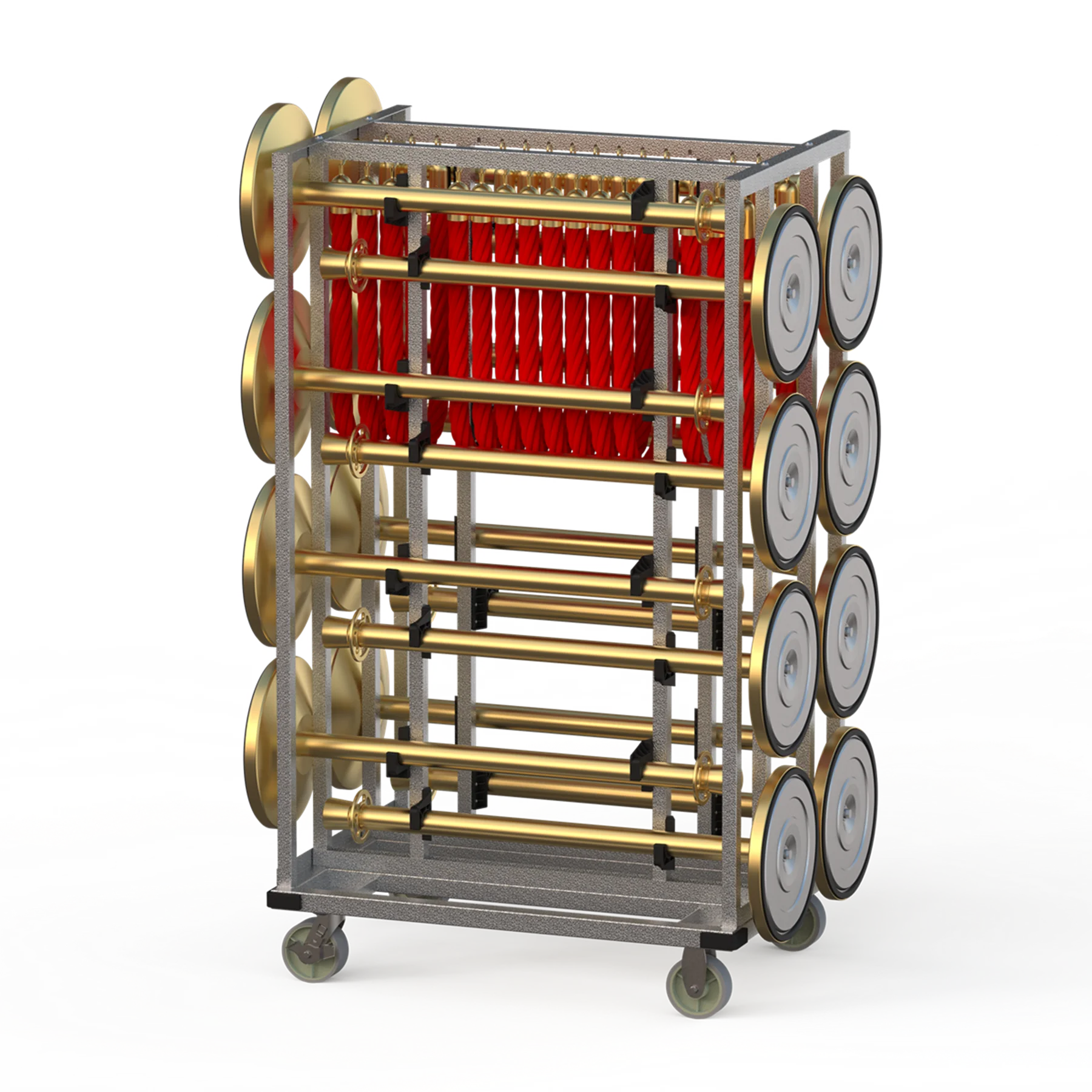 wheel rolling cart  Multiple layers Shelves Shelf Stainless Steel Rolling Mobile trolley Cart for belt barrier 51mm pipe