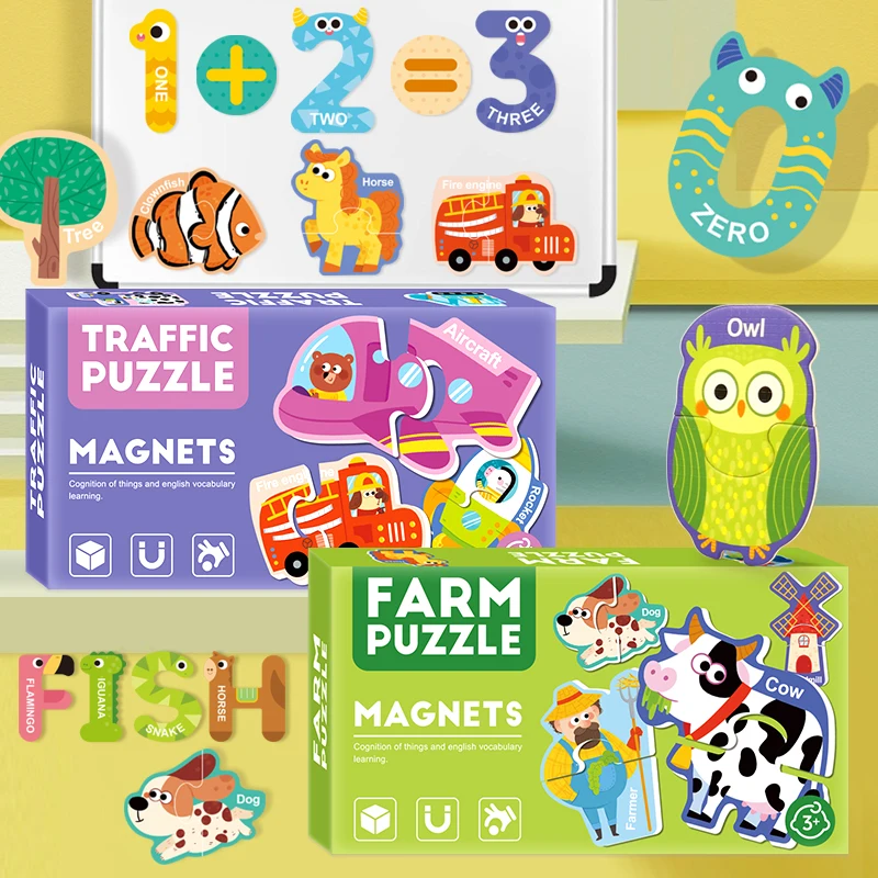 CE CPC Baby safe paper material custom magnets kids custom fun cartoon farm animals refrigerator magnetic