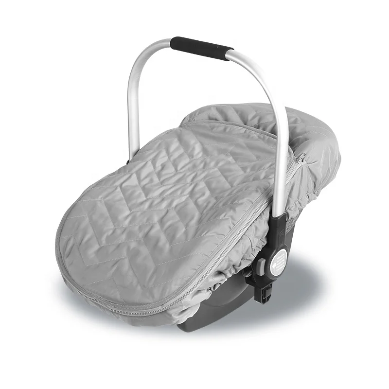 New Arrival Grey Polyester Peach Fleece Silk Infant Carrier Seat Cover With Zipper
