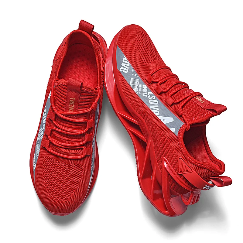 Accept Custom Breathable Running Sneakers Red Rubber Non-Slip Outdoor Casual Walking Shoes Sport Wing
