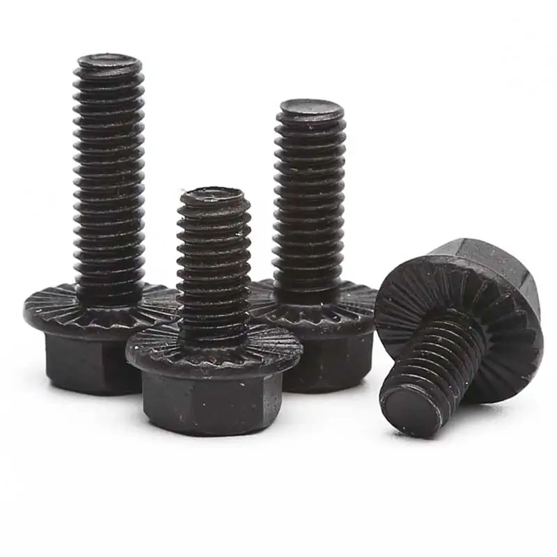 DIN6921 High strength  Hexagon Flange Bolt black Full Thread 4.8/8.8/10.9 Steel Carbon Material  ISO ASTM standards Black zinc