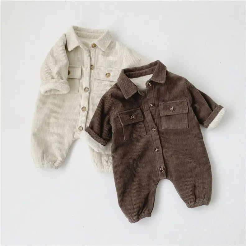 3090 Newborn Baby Clothing Jumpsuit Double-Layer Velvet Thickening One-Piece Clothes Baby Casual Romper Coat Winter