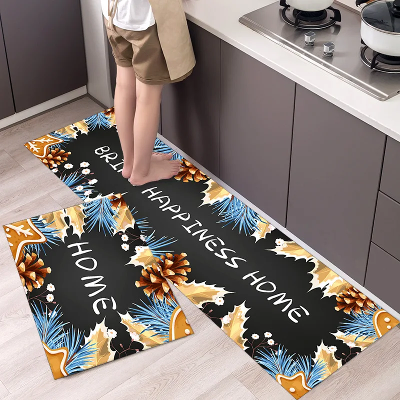 Custom kitchen carpet 2 Pieces Microfiber Moroccan Trellis Non-Slip Soft Kitchen Mat