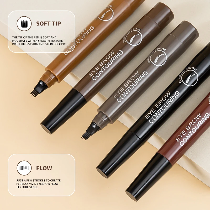 5 Colors 3D Microblading Waterproof Fork Tip Eyebrow Pencil Long Lasting Professional Fine Sketch Liquid Eye Brow Pen