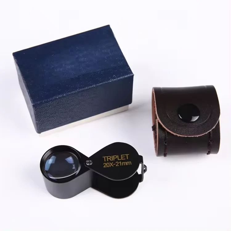 Optical Mini Metal folding 10X 20X 30X jewelry magnifier identifies diamond jade antiques authenticator