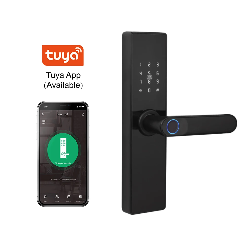 Tuya APP Touchpad Password Card Anti-theft Security Lock Electronic Optical Fingerprint Smart Door Lock