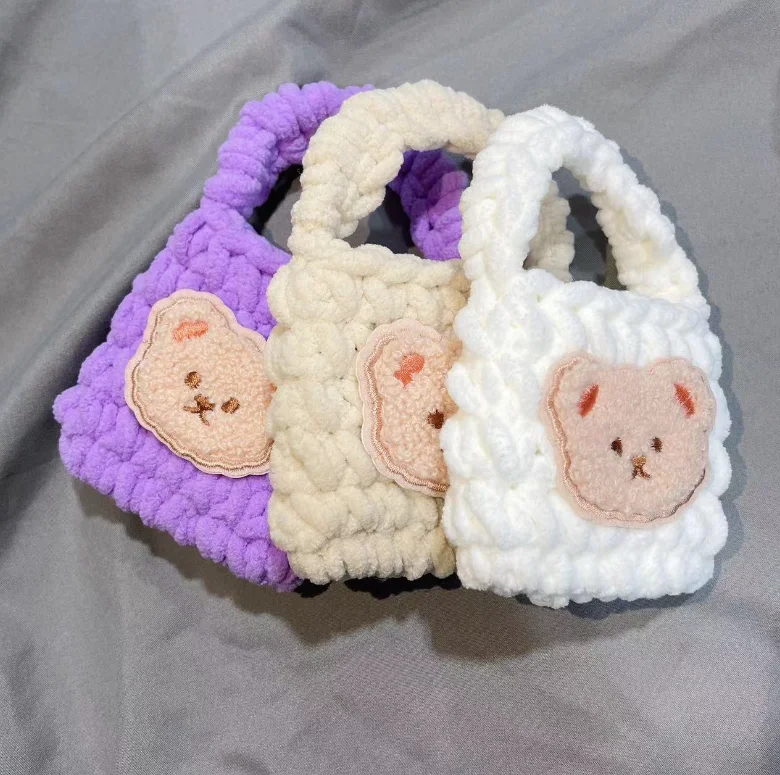 Various Colors  bag crochet yarn Soft Hand Knitting Baby Yarn 100% polyester chenille yarn 100g for resell label design