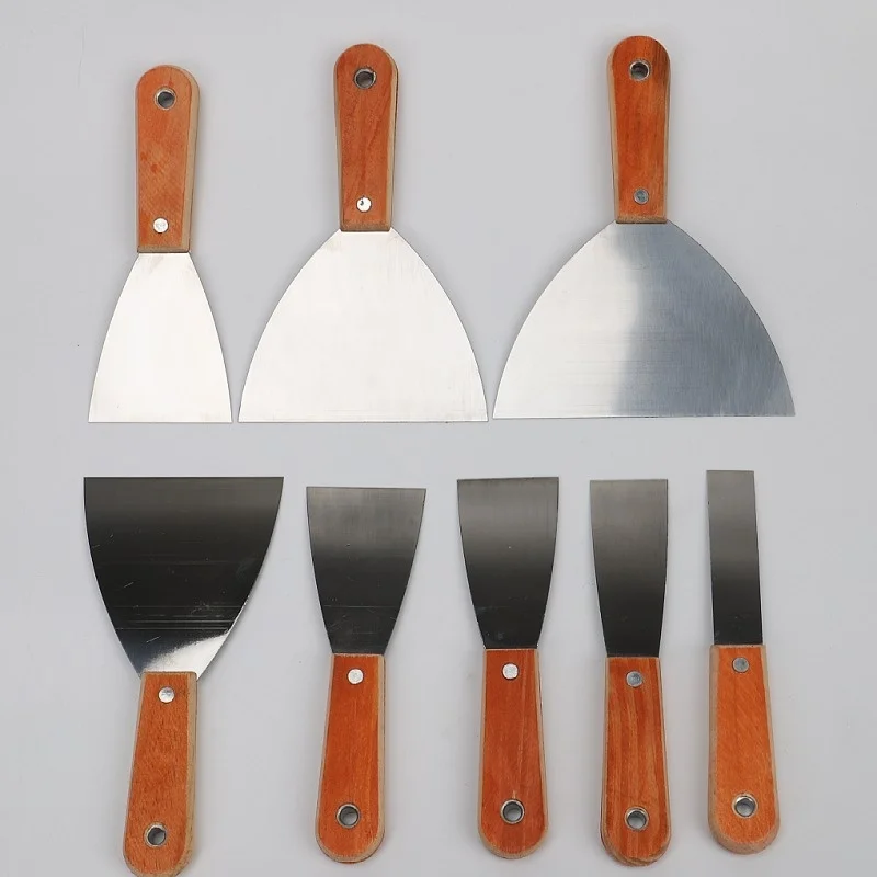 Manufacturer Wholesale Marble Knife with Wood Handle Double-Clip Mirror & Paint Shovel Steel Blade for Cleaning Supply
