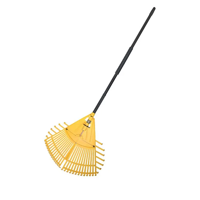 Lightweight Garden hay leaf snow roof yellow fan plastic Rake with metal handle yellow