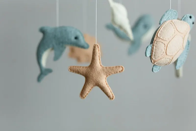 Ocean felt baby mobile turtle dolphin whale baby crib mobile