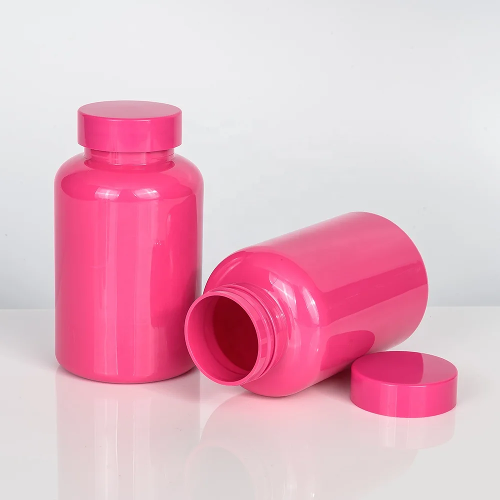 Manufacture Price 120ml 250ml 300ml  PET Pink Plastic Bottle Pill Capsule Vimamin Jar Supplement container Package Bottle