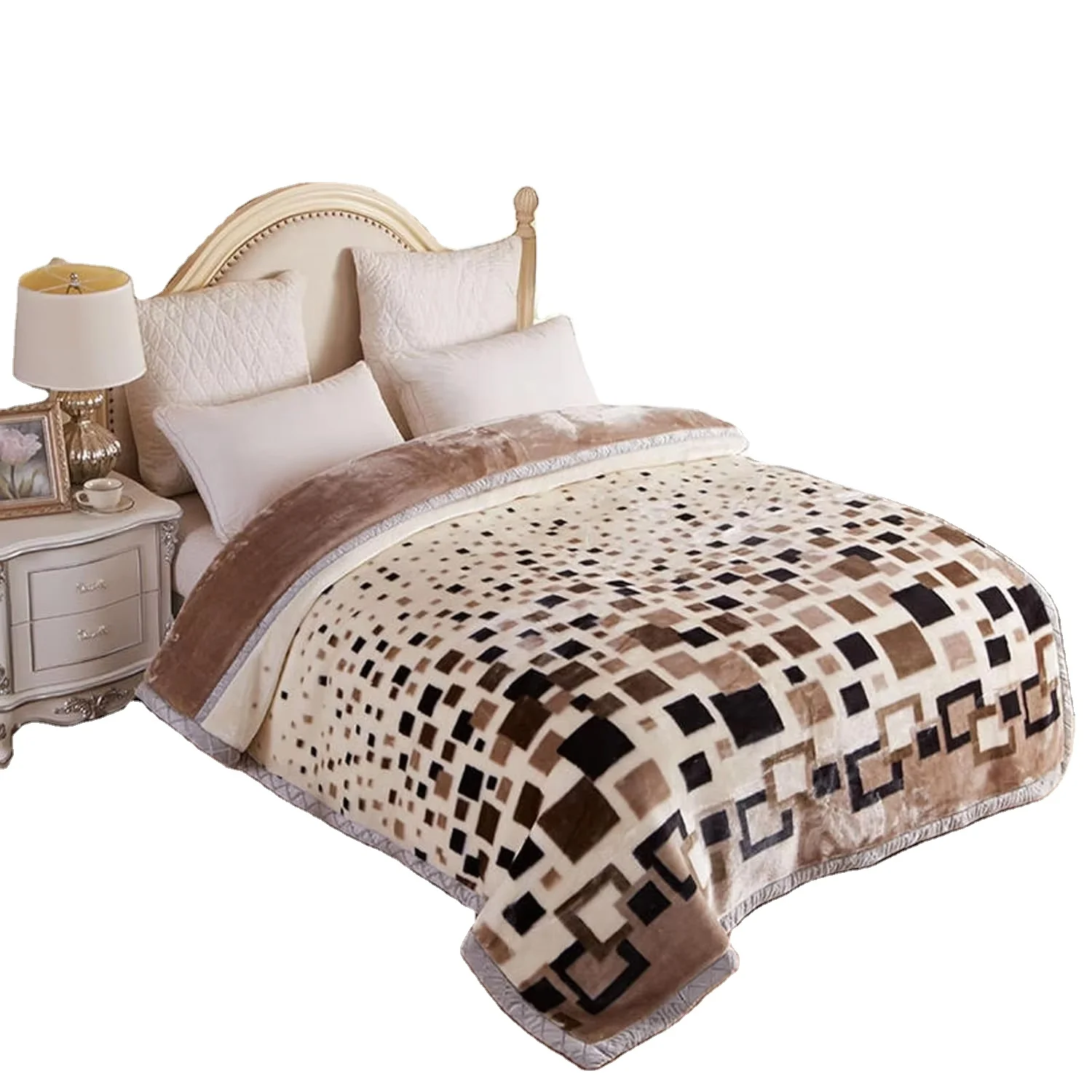 Custom Logo Recycled Thick Warm Super Soft Luxurious Lamb Wool Throw Plush Sherpa Bed Sofa Blanket