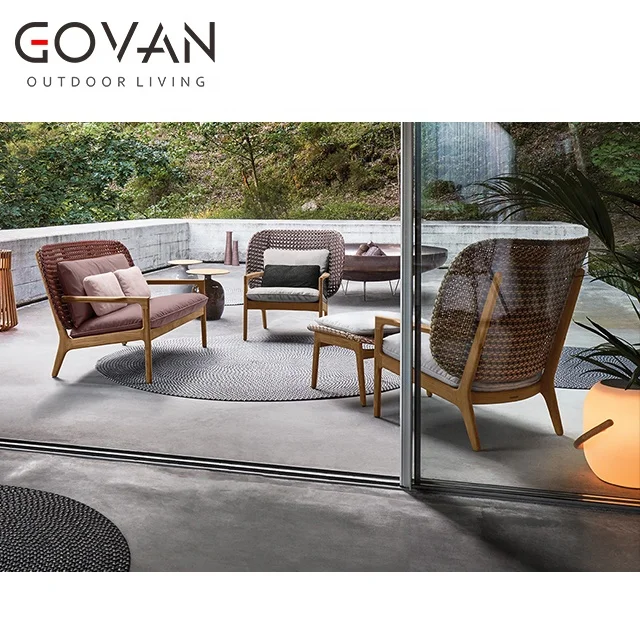 New Design Garden furniture  Teak Wood Outdoor Patio Wicker Leisure Chair Low Back Lounge Chair