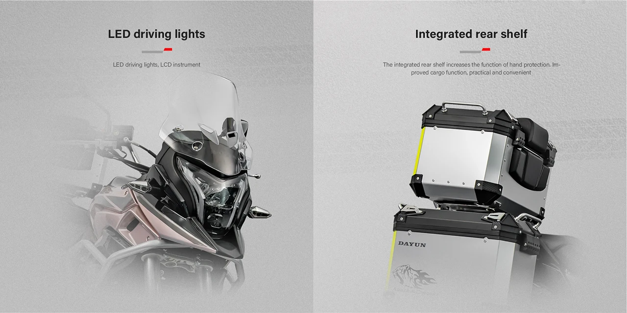 Travel motorcycle equipped with aluminum alloy side box and rear box