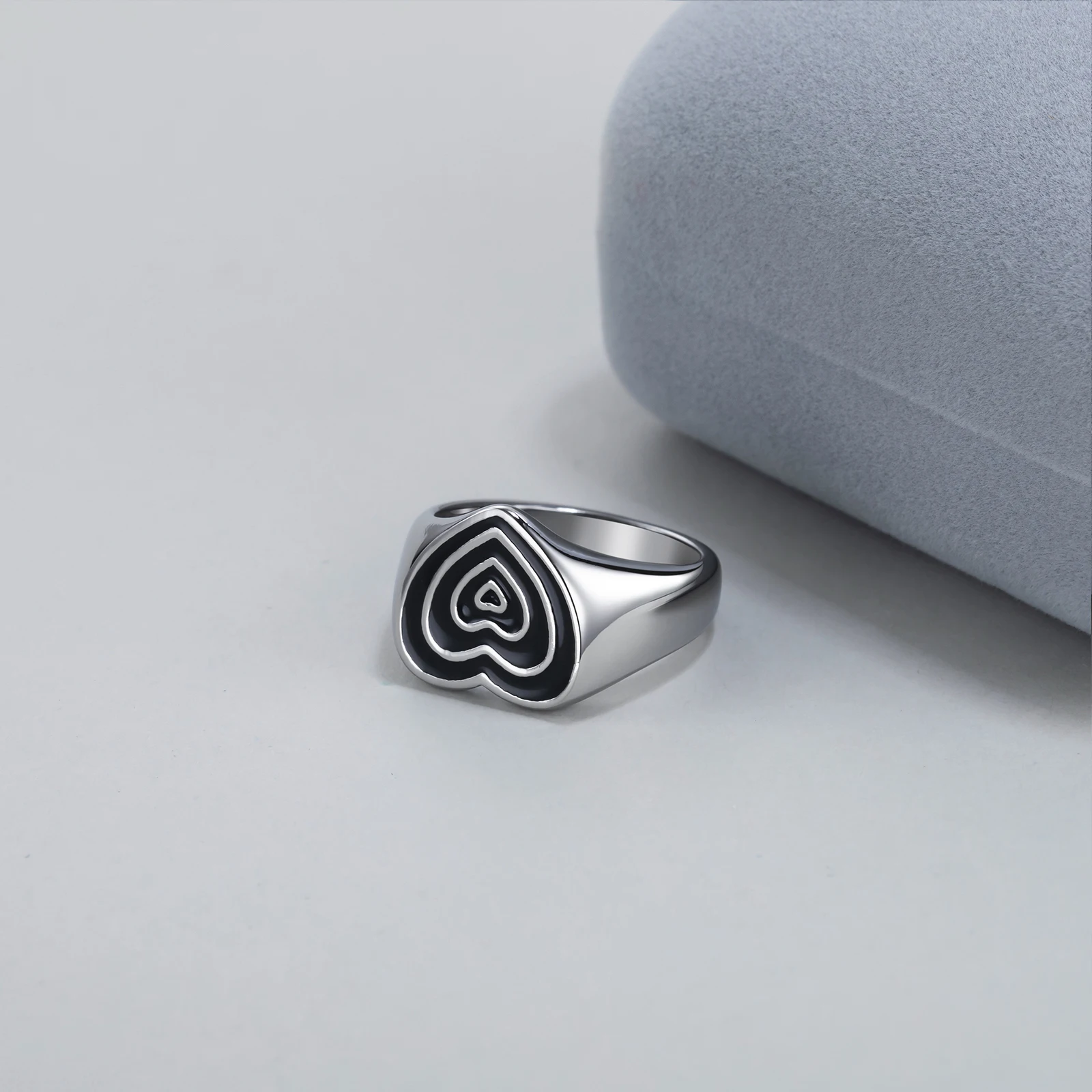 Chunky Ethnic Jewelry Colorful Statement Ring Stainless Steel Enamel Heart Finger Ring