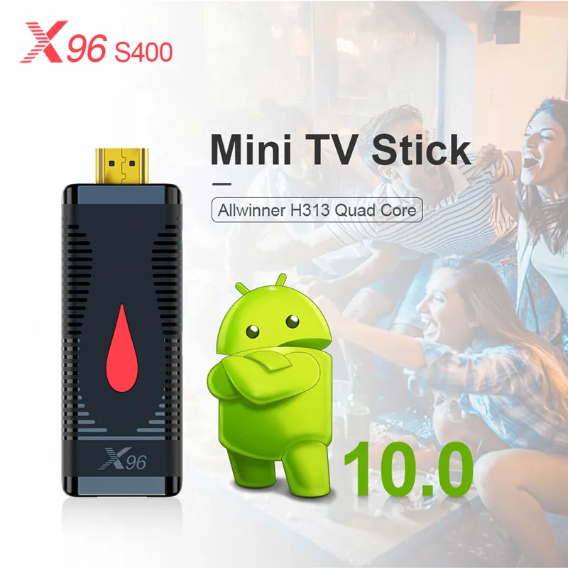 Android 10.0 Leadcool Smart TV X96 S400 2.4G WIF IPTV Box Allwinner H313 Quad Core TV Stick