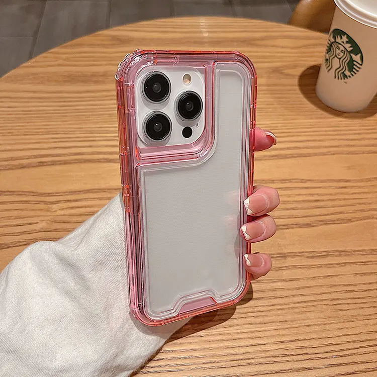 3 In 1Tri Layer Phone Cover for Redmi  Note 12 pro 11 PC TPU Shockproof Protective Clear Neon Yellowing Mobile Back Cover Case