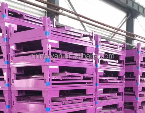 Custom Heavy-Duty Square Tube Steel Storage Racks Nestable Pallet Stackable with Corrosion Protection Square Post