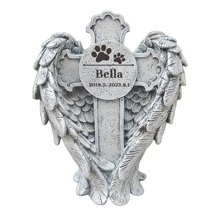 garden ornaments crafts Personalized Angel Cross Engraved Pet Memorial Stone