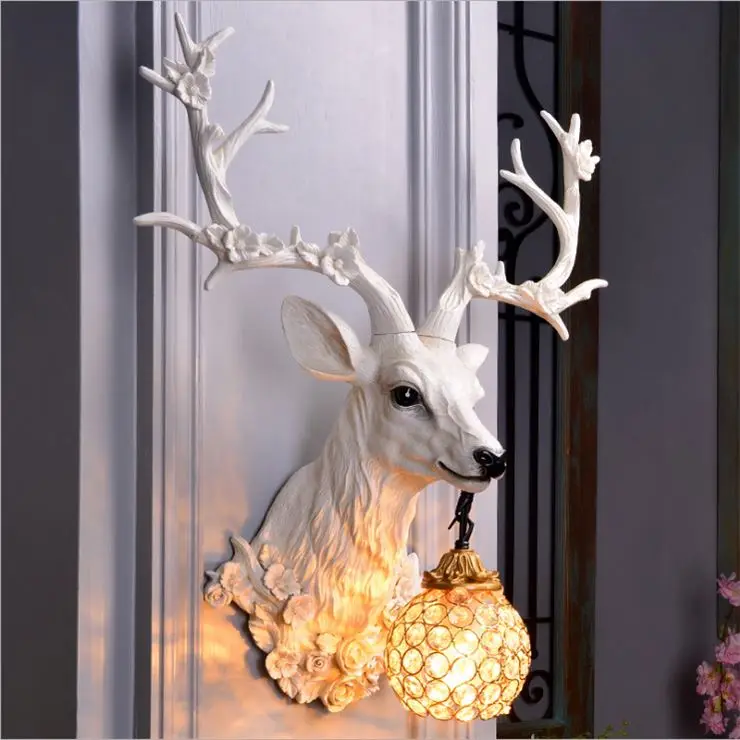 Nordic Adjustable LED Wall Lights colorful cartoon Deer head wall lam Antlers Bedroom Reading Sconce Wall Mounted Children room