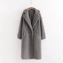 High Quality Warm Winter Women Faux Sheep Fur Wool Long Teddy Bear Winter Coat For Women
