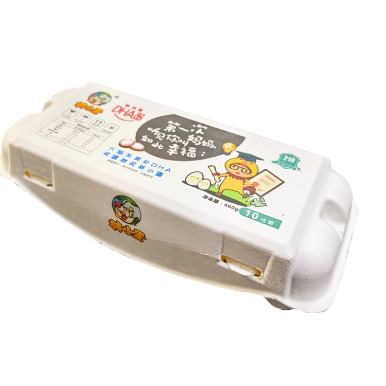 Customized Eco-friendly Egg Tray Carton with Cover Dry Pressed Pulp Molding Different Size Eggs Box