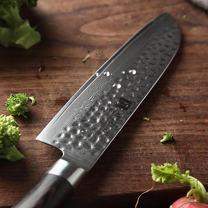 7 inch professional Japanese VG10 damascus steel kitchen santoku chef knife