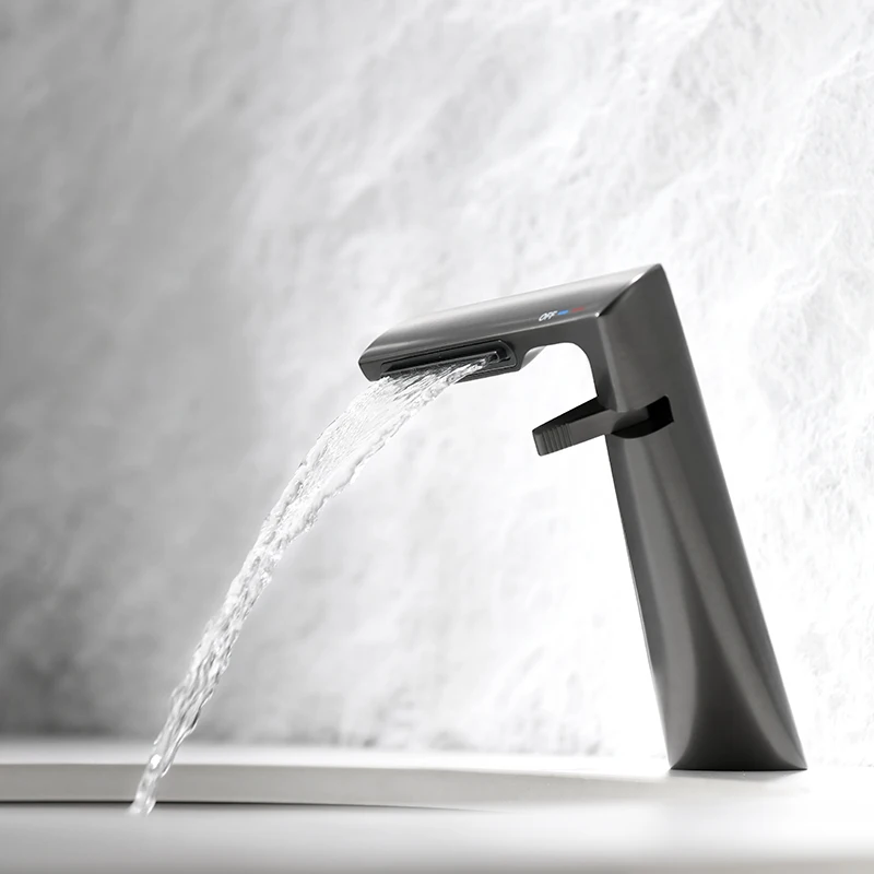 LUSA New design High Quality Brass Bathroom Deck Mounted Single Handle Basin Sink Faucets Hot and Cold Mixer Water Tap