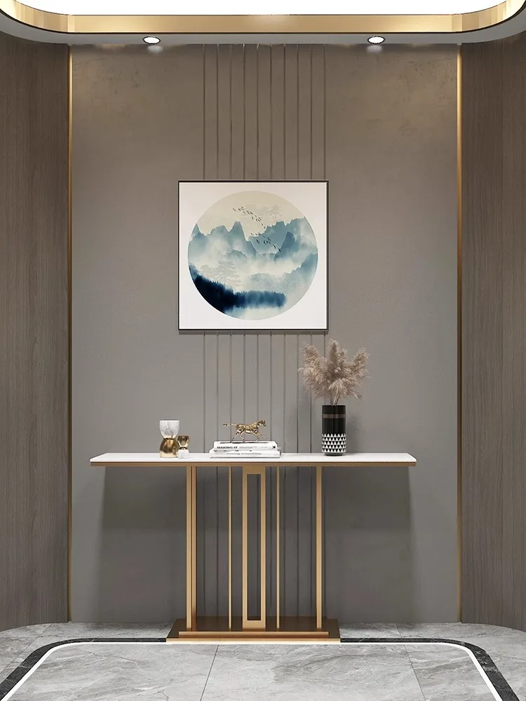 Luxury Living Room Console Table Designer Marble New Top Long Hallway Entrance Modern Metal Iron Coffee Table Top Grade