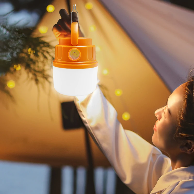 Rechargeable Multi-Function Mini LED Flashlight Waterproof Camping Work Light Bulbs Portable Hanging Hook Outdoor Tent Light