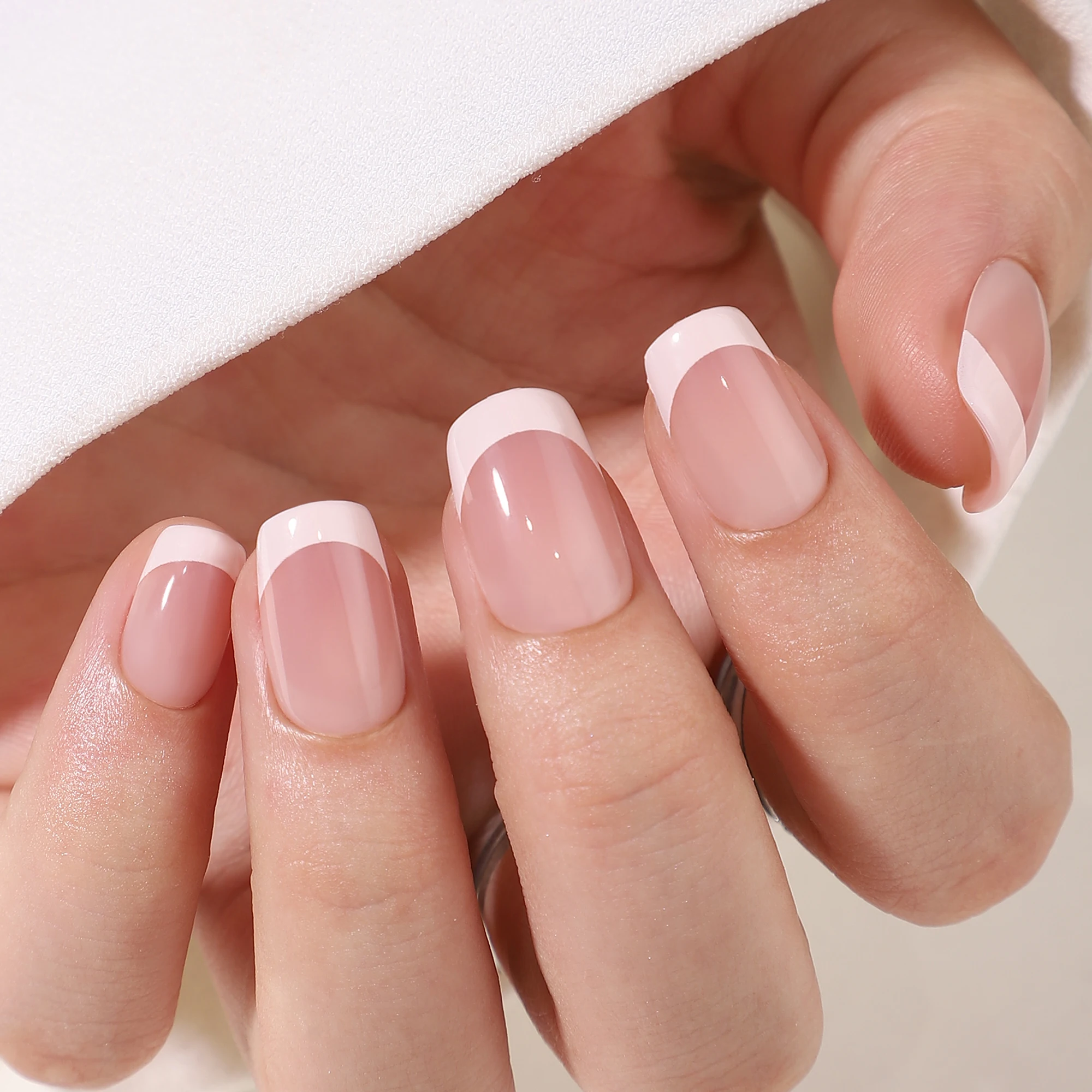 Classical French Design Full Cover Soft Gel Nails Private Label Full Nails Kit Reusable 16 Sizes Nails Press On
