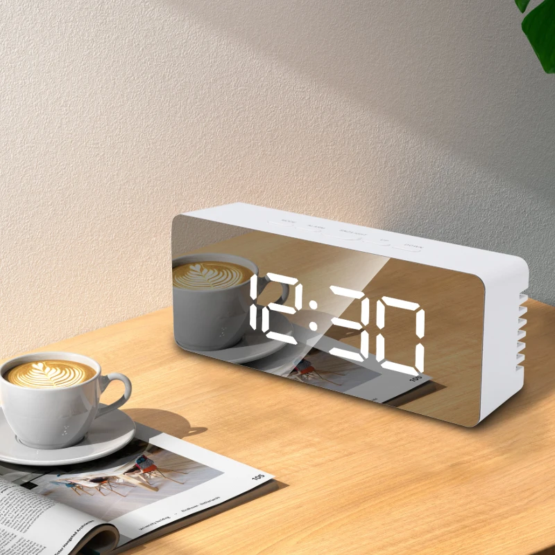 Table Electronic & Analog-Digital Clocks Makeup Color Digital Alarm With Snooze Led Mirror Clock Mirror Clock