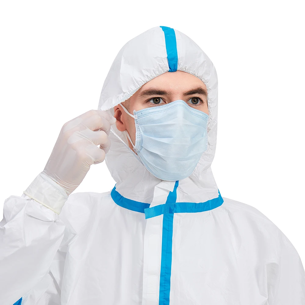 medical coverall Disposable Safety SMS Coverall with Hood Clinic Uniform Surgical Hospital Clothes ISO 13485 Class II OEM