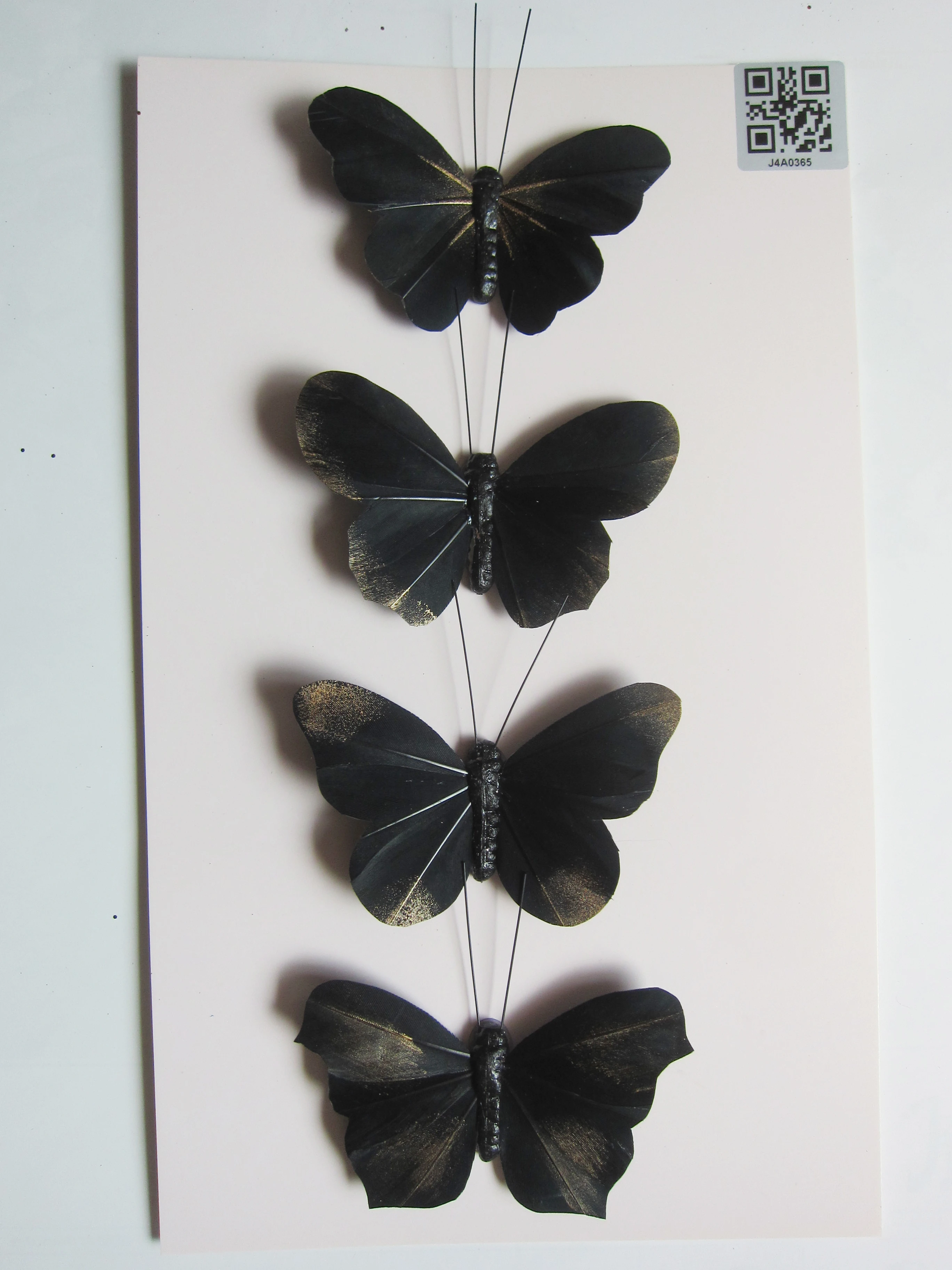 Handmade Plastic Black Feather Butterfly Christmas Decoration New Design Artificial Small Butterfly Clip for Ramadan