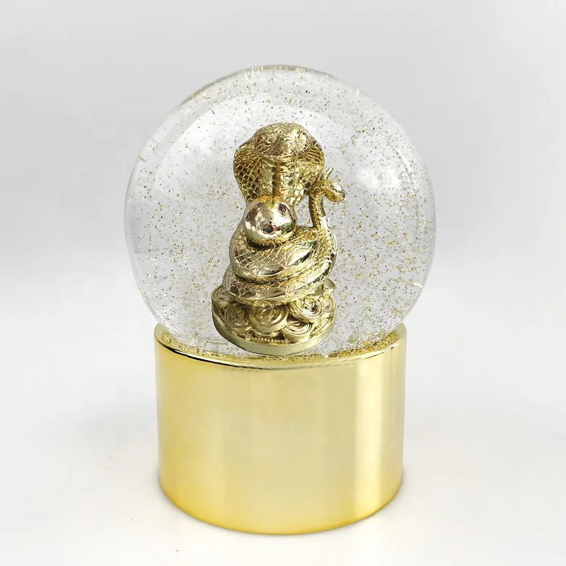 Customizable 100mm Resin Elephant with Bird & Monkey Water Ball Statues Animal Snow Globe Tabletop Figurine Home Decor