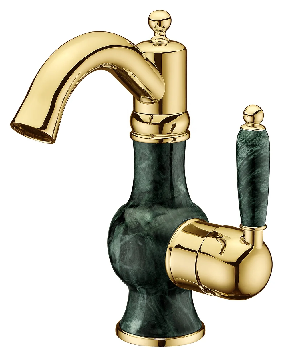 Classical luxury High Quality Bathroom Antique Brass dark green Basin Faucet Marble Decorated Basin Mixer Tap