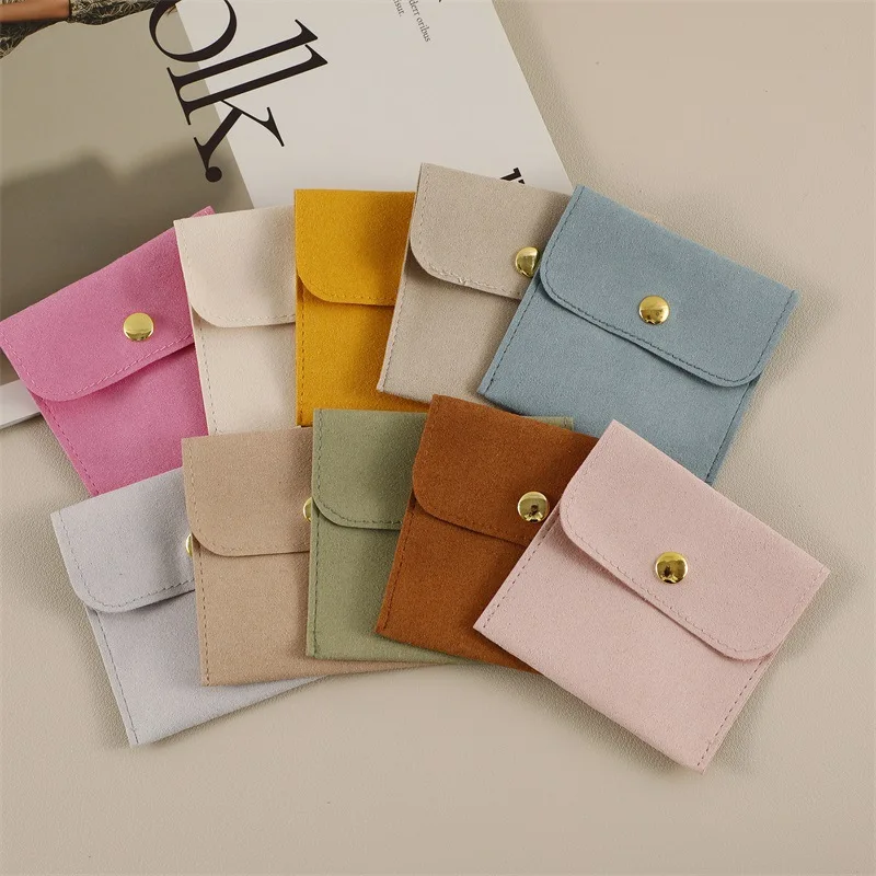 Wholesale Jewelry Pouch Personalized logo cream luxury microfiber jewellery packaging earring necklace bags jewelry pouches