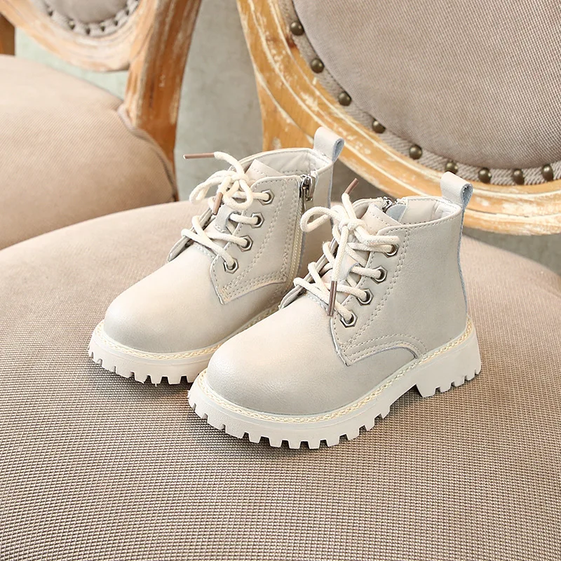 Лидер продаж, модные дизайнерские Детские Ботинки Martin, кожаные ботильоны на плоской подошве